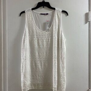 NWT Beverly Drive White Lace Scoop‎ Neck Tank